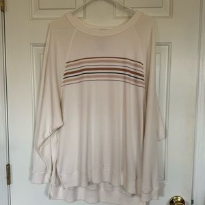 AERIE• Women’s Cream & Tan Striped Sweatshirt “Jegging Fit” Size- Medium